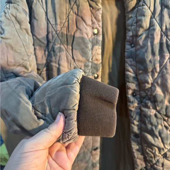 Marrakech Quilted Camo Long Jacket in Olive and Brown Size XS - Picture 3 of 4